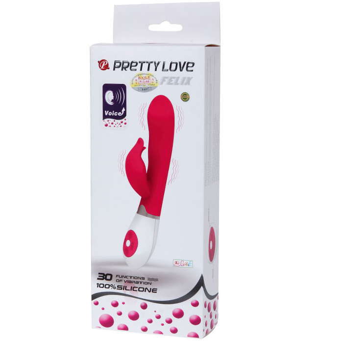 Close-up of the PRETTY LOVE Vibrador Flirtation Felix, showing its ergonomic design, silicone texture, and control buttons.