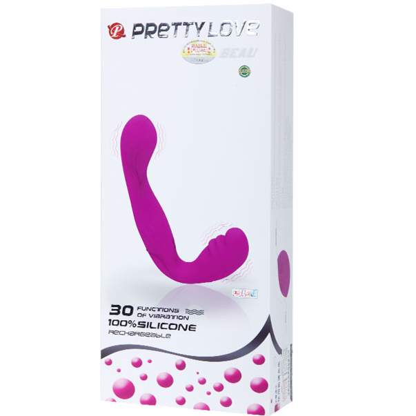 Arnês dildo vibratório Pretty Love Beau Lilac com design ergonómico e sem alças