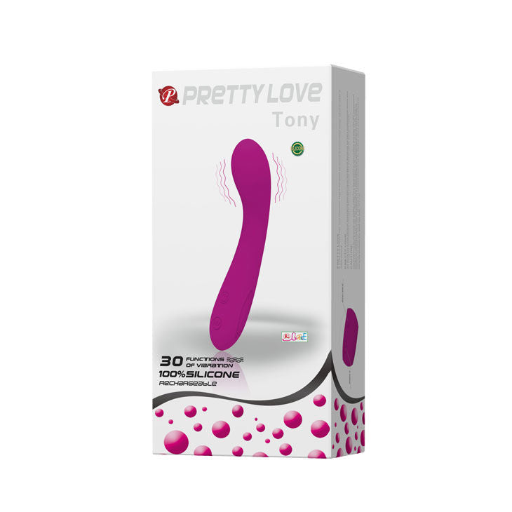 Close-up do Vibrador Massageador PRETTY LOVE Tony Lilac, mostrando sua forma ergonómica e cor vibrante.