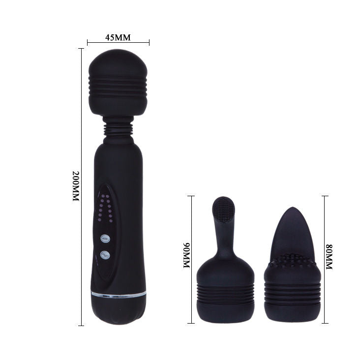 Close-up do PRETTY LOVE Vibrador Massageador Flirtation, destacando suas cabeças intercambiáveis e design ergonômico em silicone.