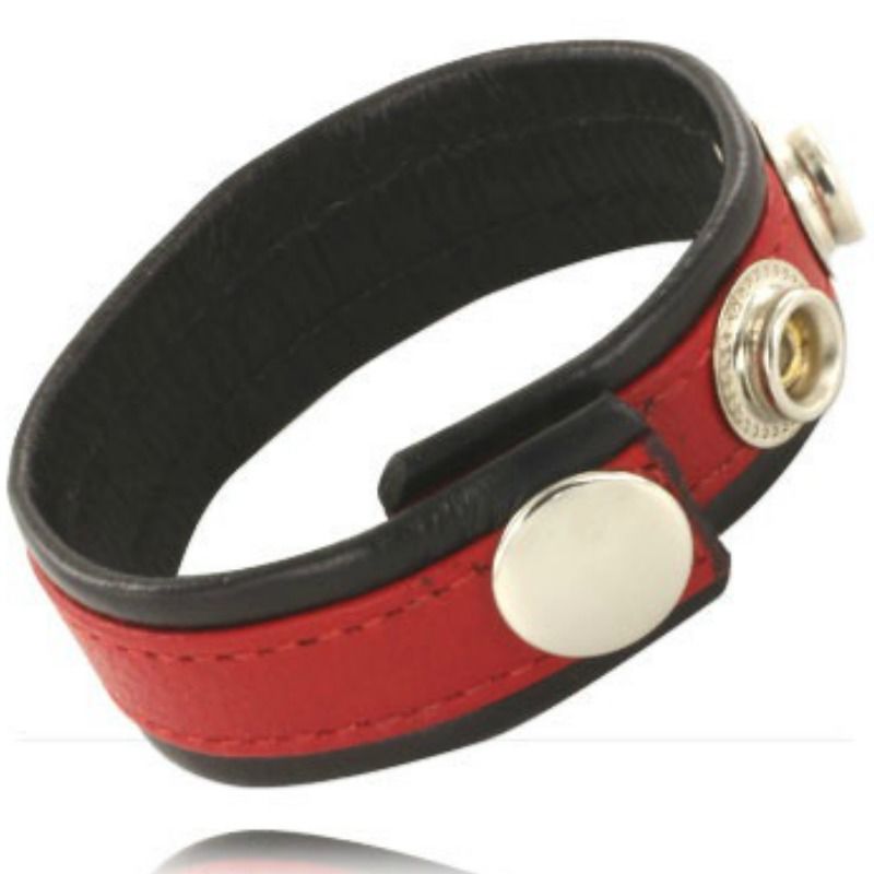 Cinta de Couro Ajustável para Pénis - Vermelho e Preto