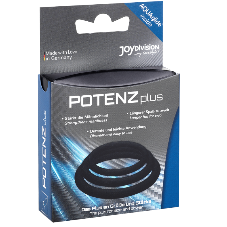 Anel Peniano POTENZDUO - Plus Conjunto de 3 Anéis Pretos - S, M, L