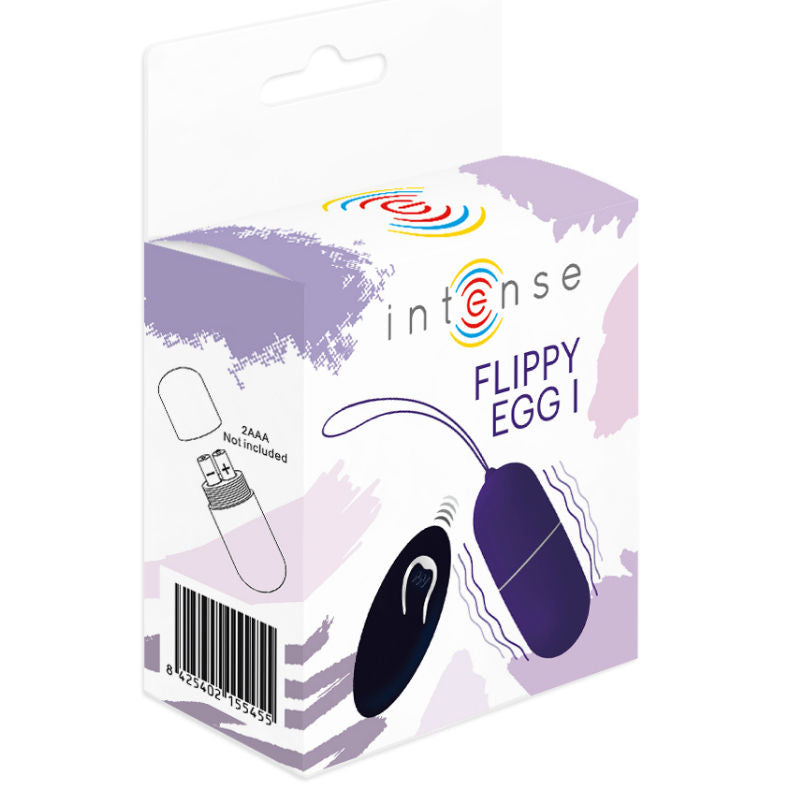 Close-up of the INTENSE Flippy I - Ovo Vibratório com Controle Remoto Roxo, highlighting its smooth silicone texture and compact design.