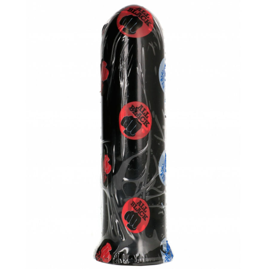 Close-up of the ALL BLACK Dildo Preto 19cm showing its smooth texture and sleek design.