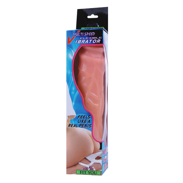 Close-up of the BAILE Vibrador Realista Ondas de Prazer Vibrante 25.5 CM, showing its realistic texture and design.