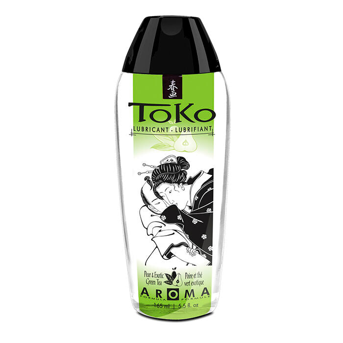 Close-up of SHUNGA Lubrificante Toko Sabor Pêra e Chá Verde Exótico 165ml, showing its packaging and premium quality.