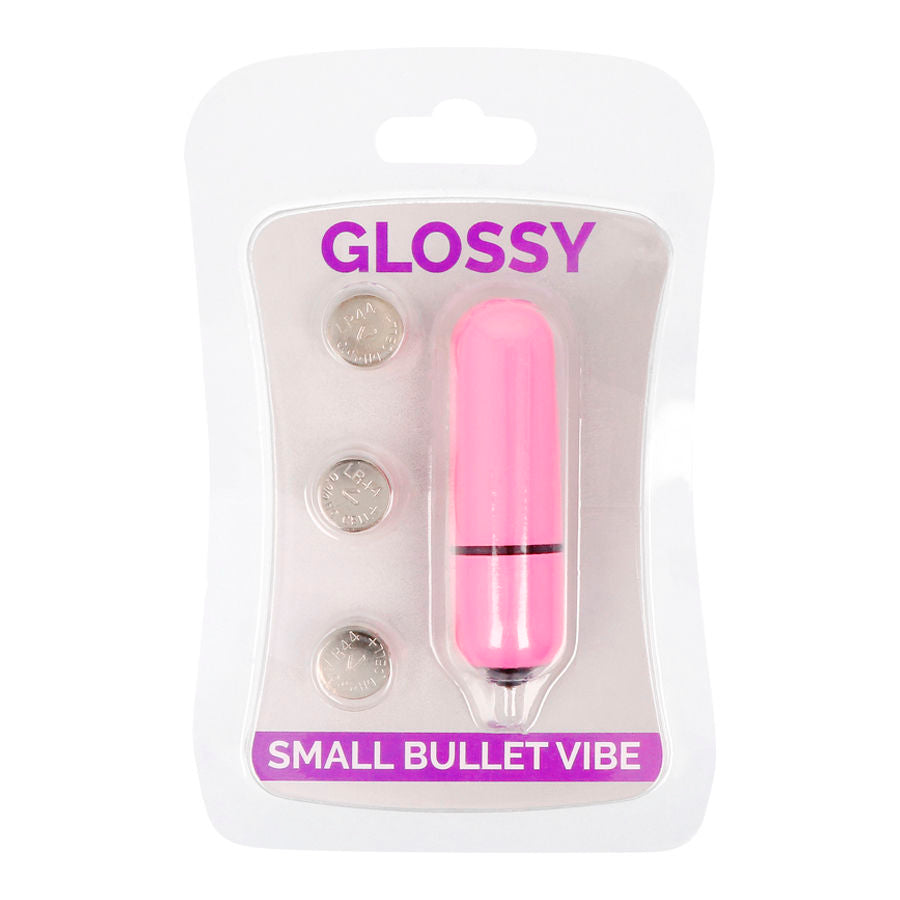 Close-up do GLOSSY Vibrador Bala Pequeno Deep Rose mostrando seu design compacto e elegante.
