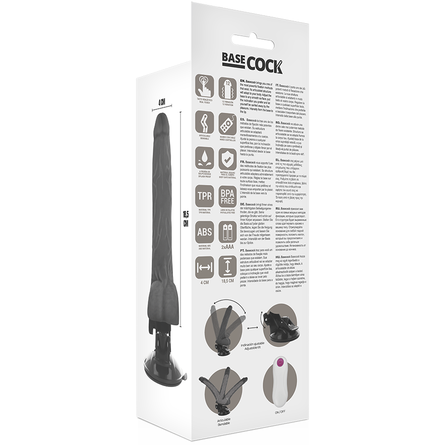 Vibrador realista articulado BASECOCK com controle remoto, detalhe de textura e flexibilidade