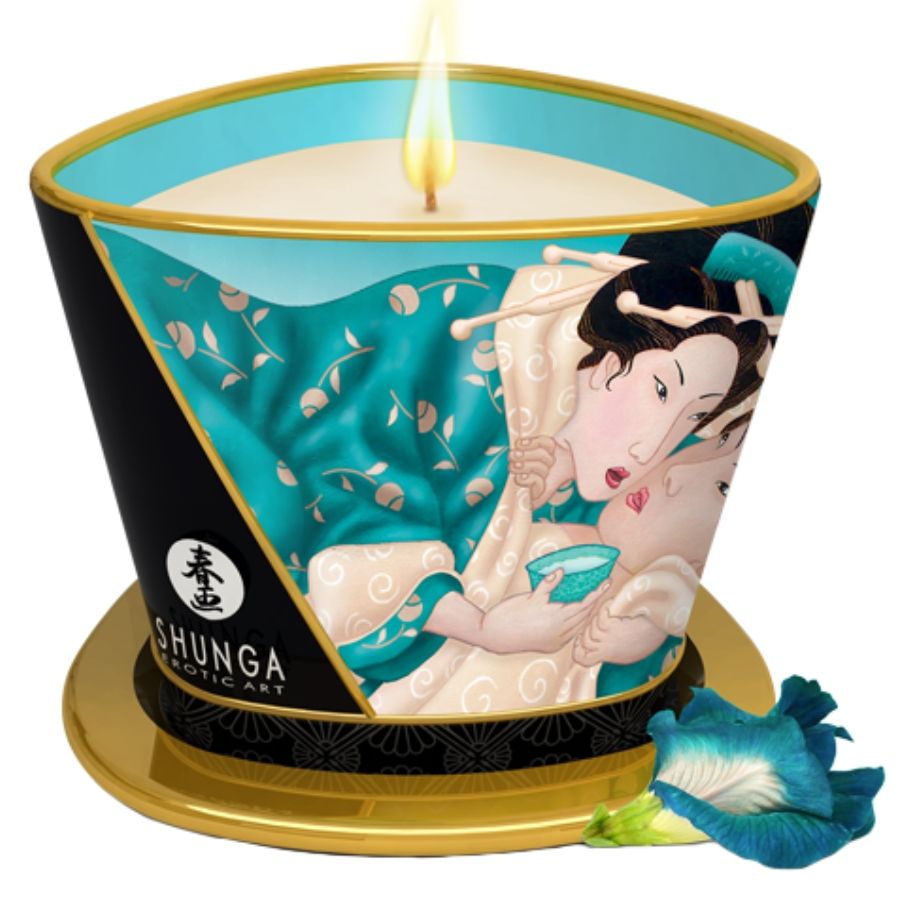 Vela de massagem SHUNGA Island Blossoms 170ml para momentos de intimidade e relaxamento.