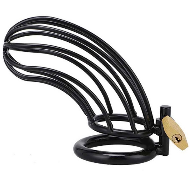 Gaiola de Castidade de Pássaro Preto de Metal
