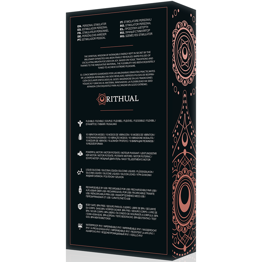 Close-up of the RITHUAL Vibrador Estimulador Ponto G Kriya Recarregável, showing its ergonomic design and smooth silicone texture.
