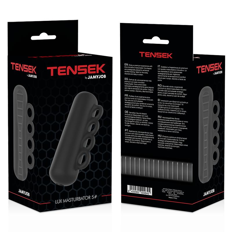 Close-up do Masturbador Masculino JAMYJOB Extreme TENSEK 5 Preto, mostrando sua textura interna e design ergonómico.