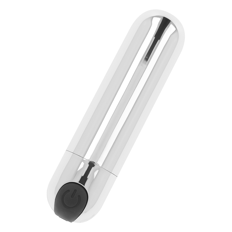 Bala Vibrante OHMAMA Prata 8 CM, detalhe do design compacto e elegante para prazer discreto.