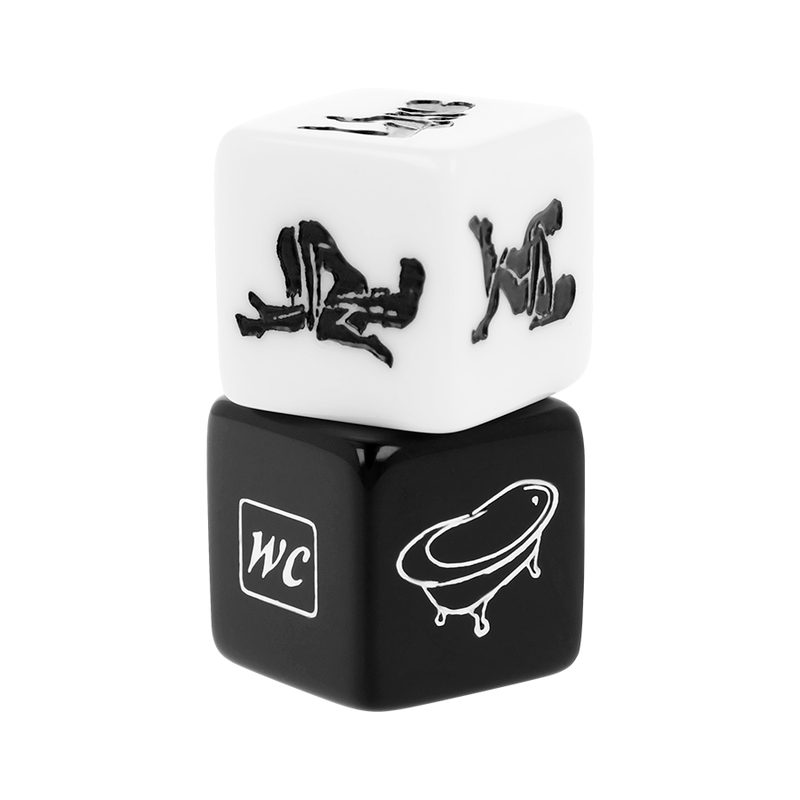 Dados Fetish Submissive para Jogos BDSM, apresentando posições e locais para brincadeiras sensuais.