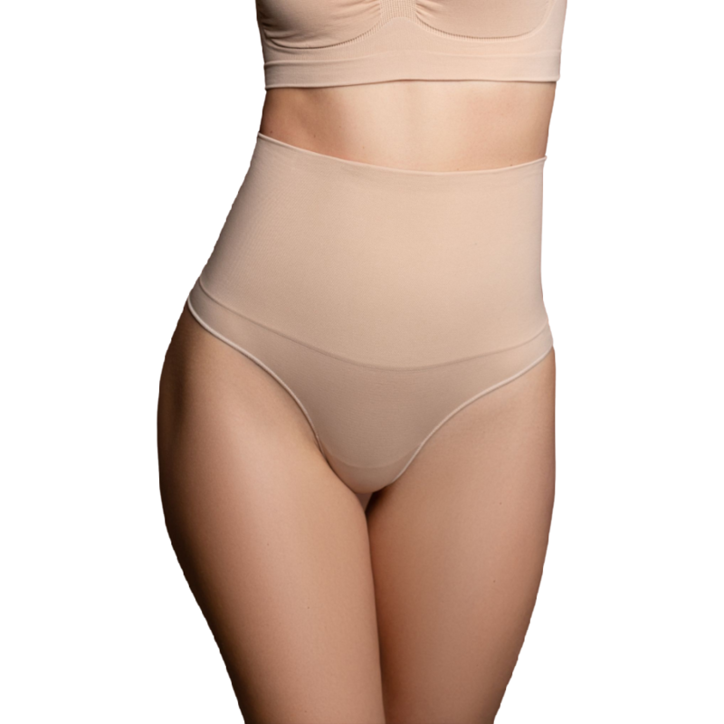Imagem do BYE-BRA Cinto Modelador Tanga Sem Costura Bege, mostrando detalhes do design e do material.