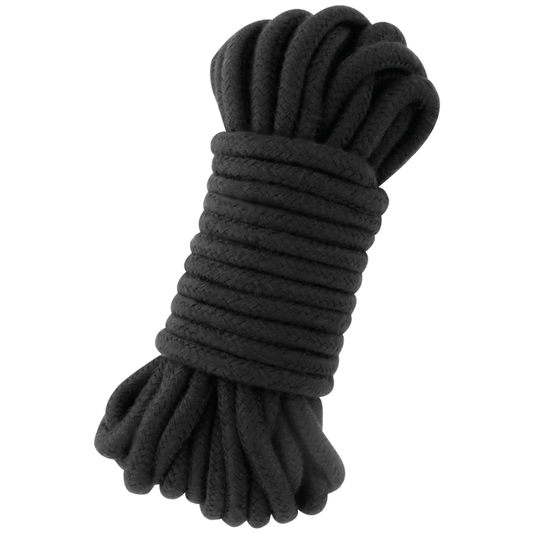 Corda Japonesa Darkness 20M Preta de algodão para sessões de bondage e shibari.