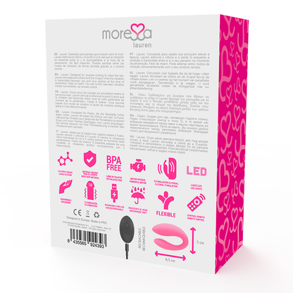 Vibrador de Casal MORESSA Lauren com Controle Remoto, para prazer duplo e estimulação simultânea.