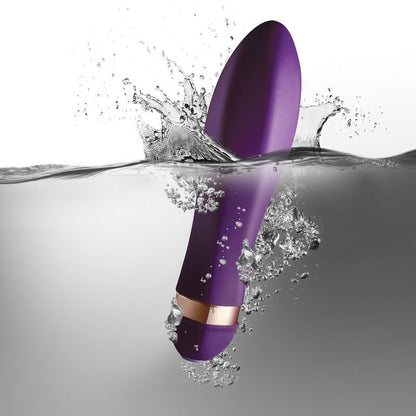 Close-up do Vibrador ROCKS-OFF Twister com 10 Modos de Vibração, mostrando seu design ergonómico e material de silicone aveludado.
