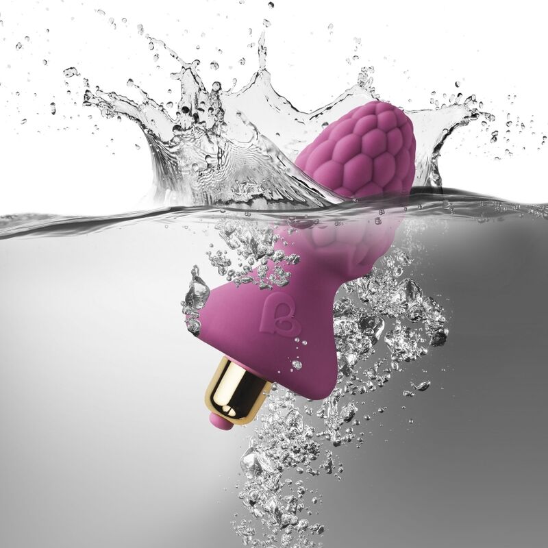 Plug anal vibratório ROCKS-OFF Ass-Berries Framboesa em silicone, com detalhes de baga.