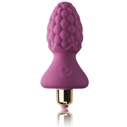 Plug anal vibratório ROCKS-OFF Ass-Berries Framboesa em silicone, com detalhes de baga.