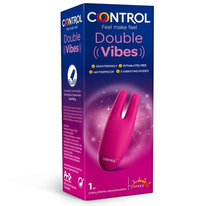 Close-up do vibrador CONTROL Estimulador Duplo Vibes, destacando o design e o silicone macio.