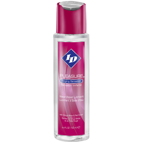ID Pleasure Lubrificante à Base de Água Estimulante 130ml, embalagem e textura do produto.