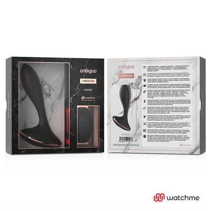Vibrador Anal Plug ANBIGUO VERNET com controle remoto WATCHME e design ergonómico de silicone.