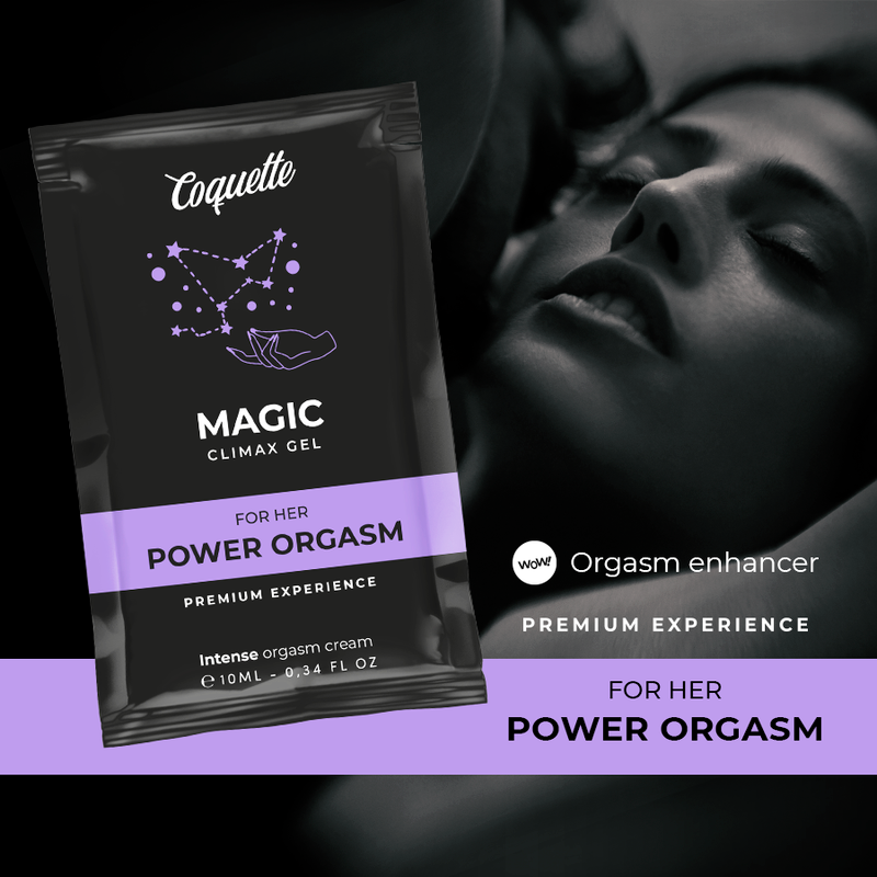 Frasco de COQUETTE CHIC DESIRE Pocket Magic Climax Gel Intensificador Orgasmo 10 ML, realçando o design discreto e portátil.