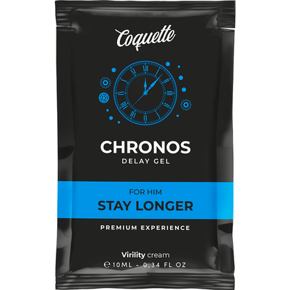 COQUETTE CHIC DESIRE Gel Retardante Chronos Pocket para Homens 10ml, embalagem.