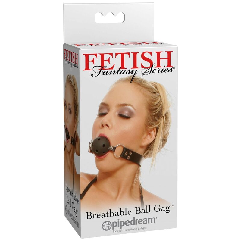 Mordaça de Bola Respirável Fetish Fantasy Series com alça de couro ajustável para BDSM.