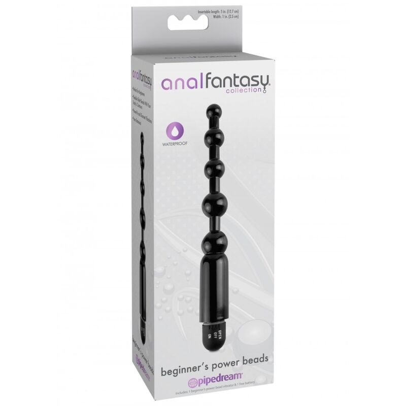Close-up of the ANAL FANTASY Power Beads Flexa-Pleaser Vibrating Anal Beads, showing its flexible design and silicone material.