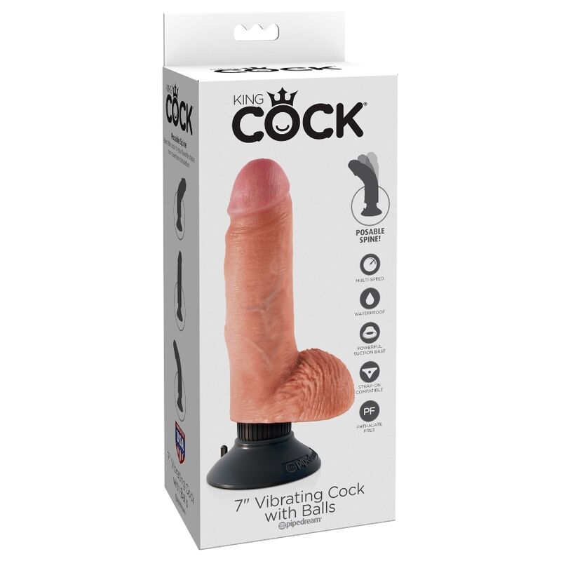Dildo Vibrador com Testículos 17.78 CM Natural