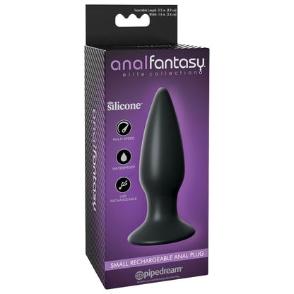 Close-up do ANAL FANTASY ELITE COLLECTION Pequeno Plug Anal Vibratório Recarregável, mostrando seu design ergonômico e material de silicone.