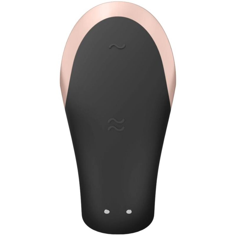 Close-up of the Satisfyer Vibrador para Casais Double Love Luxury Preto, highlighting its elegant design and features.