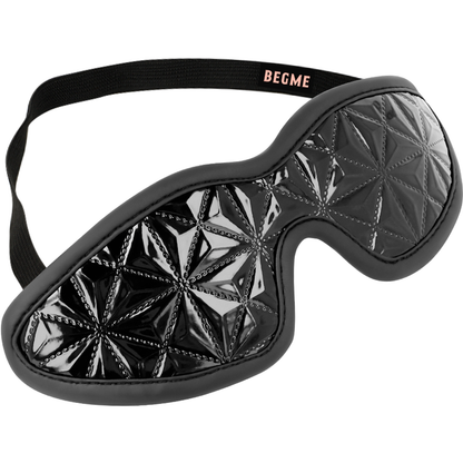 Máscara Cega BEGME Black Edition Premium em couro vegano elástico para BDSM