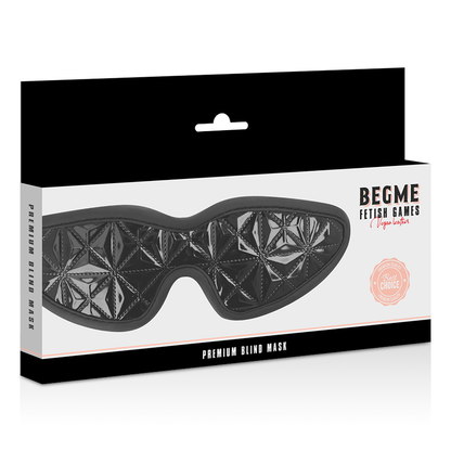 Máscara Cega BEGME Black Edition Premium em couro vegano elástico para BDSM