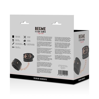 Close-up das Algemas BEGME Black Edition Premium, mostrando o couro vegano e fivelas.