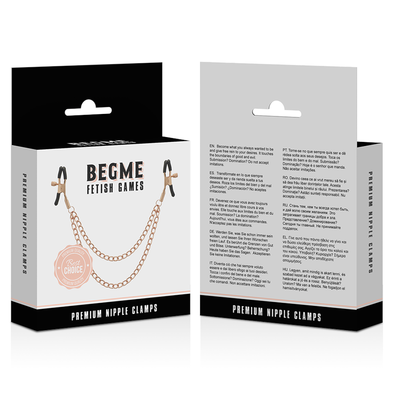 Pinças de Bico BEGME Black Edition Premium, perfeitas para estimulação BDSM, em aço inoxidável e alumínio sem níquel.