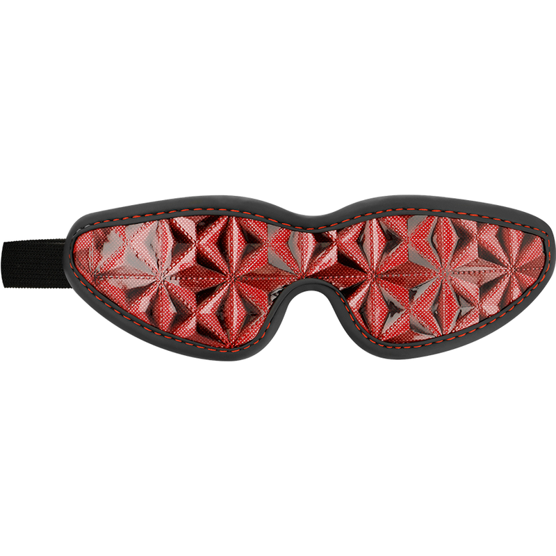 Close-up da BEGME Máscara Cega Premium Red Edition com forro de neoprene, destacando o design e material.
