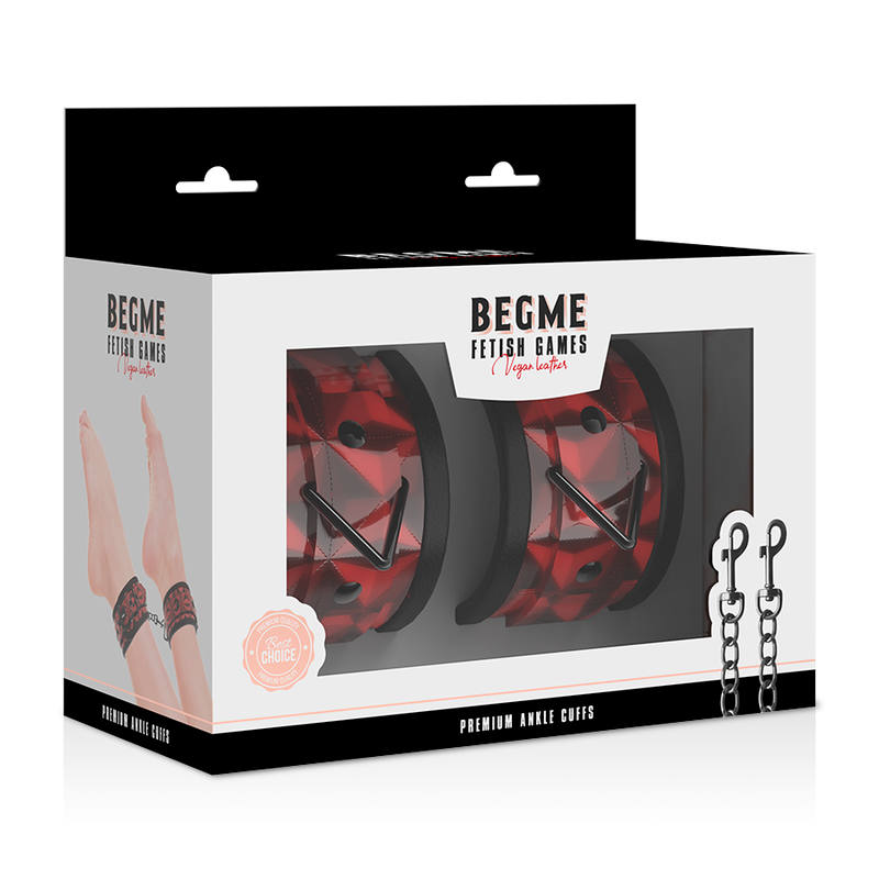 Close-up of the BEGME Punhos de Tornozelo Premium Red Edition com Forro de Neoprene showing its design and material.