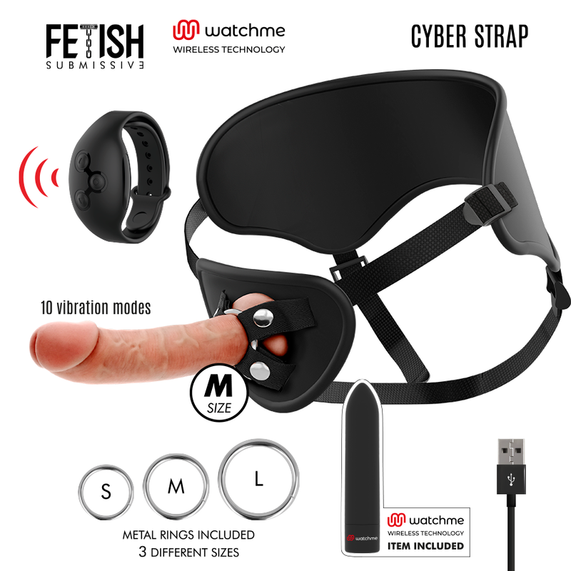 Cyberstrap Arnês com Dildo Realista e Vibrador Remoto WATCHME em detalhe