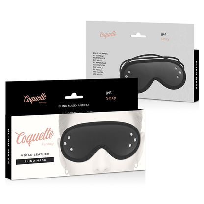 Máscara COQUETTE CHIC DESIRE FANTASY de couro vegano com forro de neoprene, ideal para BDSM.