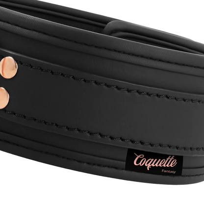 Colar COQUETTE CHIC DESIRE FANTASY de couro vegano com ala e forro de neoprene para jogos BDSM