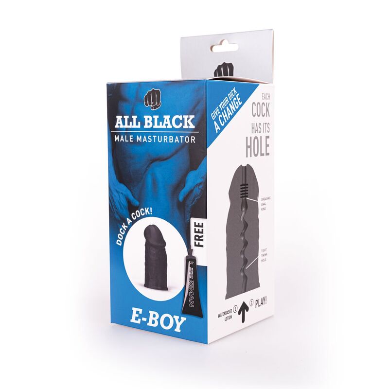 Close-up do Masturbador ALL BLACK E-Boy com textura interior em zig-zag