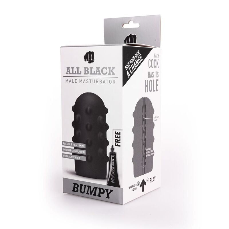 Masturbador masculino All Black Bumpy com textura estimulante interna e externa.