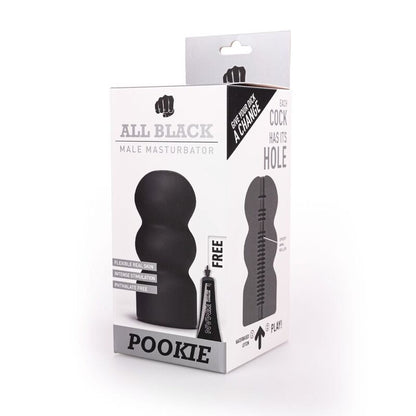 Close-up do Pookie Masturbador Masculino All Black, mostrando o seu design elegante e textura suave.