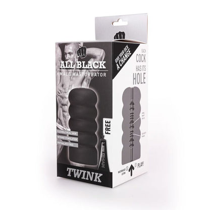 Masturbador masculino ALL BLACK Twink com design espiral e nervuras internas.