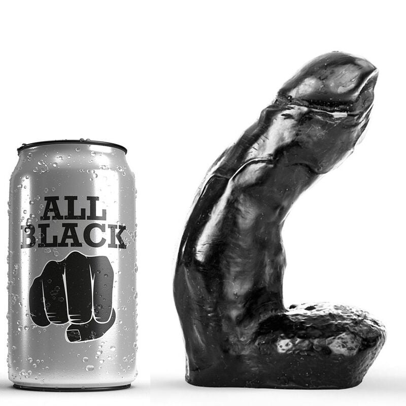 Imagem do Dildo Realístico ALL BLACK 15 CM, destacando sua textura suave e design anatômico.