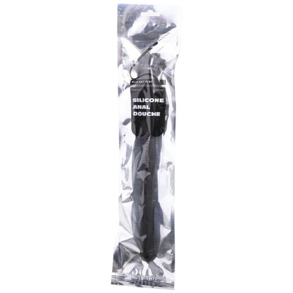 Close-up da Ducha Anal ALL BLACK Mega Ripple 28,5 CM de silicone, mostrando sua flexibilidade e textura.