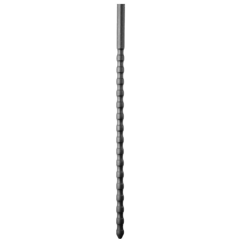 Close-up da Sonda Uretral de Silicone ALL BLACK 6/8mm, mostrando seu material flexível e ondulações para estimulação.